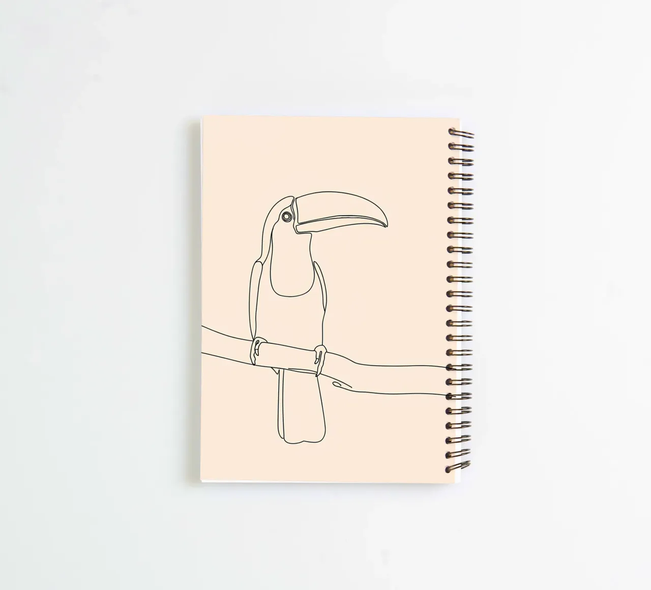 Toucan on the Branch Minimalist Line Art Drawing spiral notebook by Viv Line Art