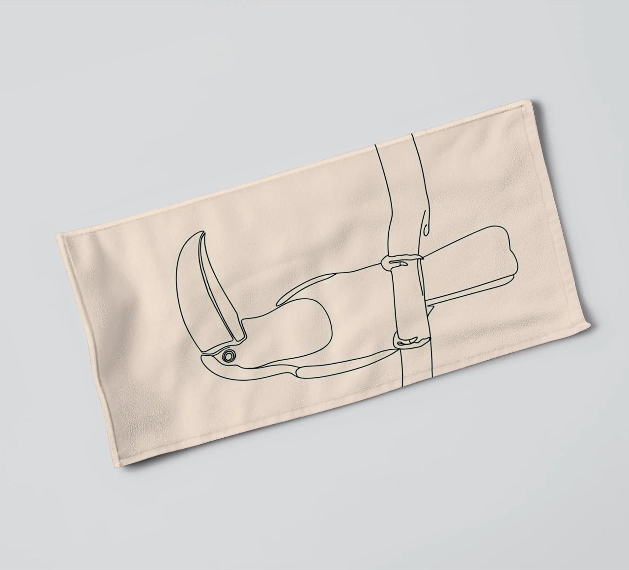 Toucan on the Branch Minimalist Line Art Drawing towel by Viv Line Art
