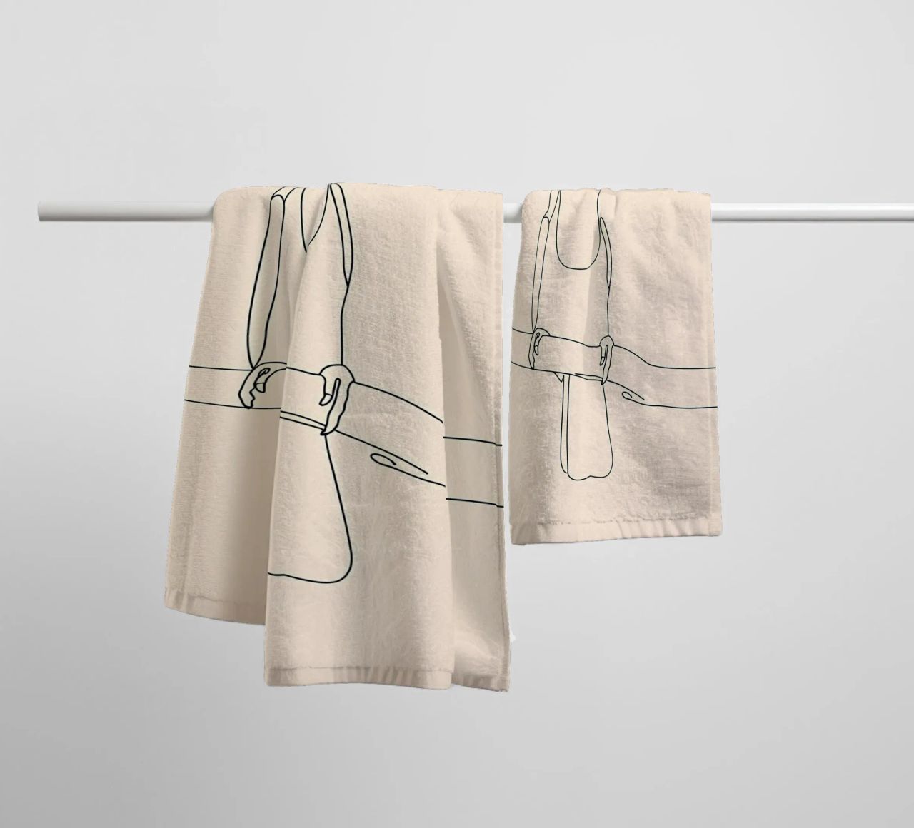 Toucan on the Branch Minimalist Line Art Drawing towel by Viv Line Art