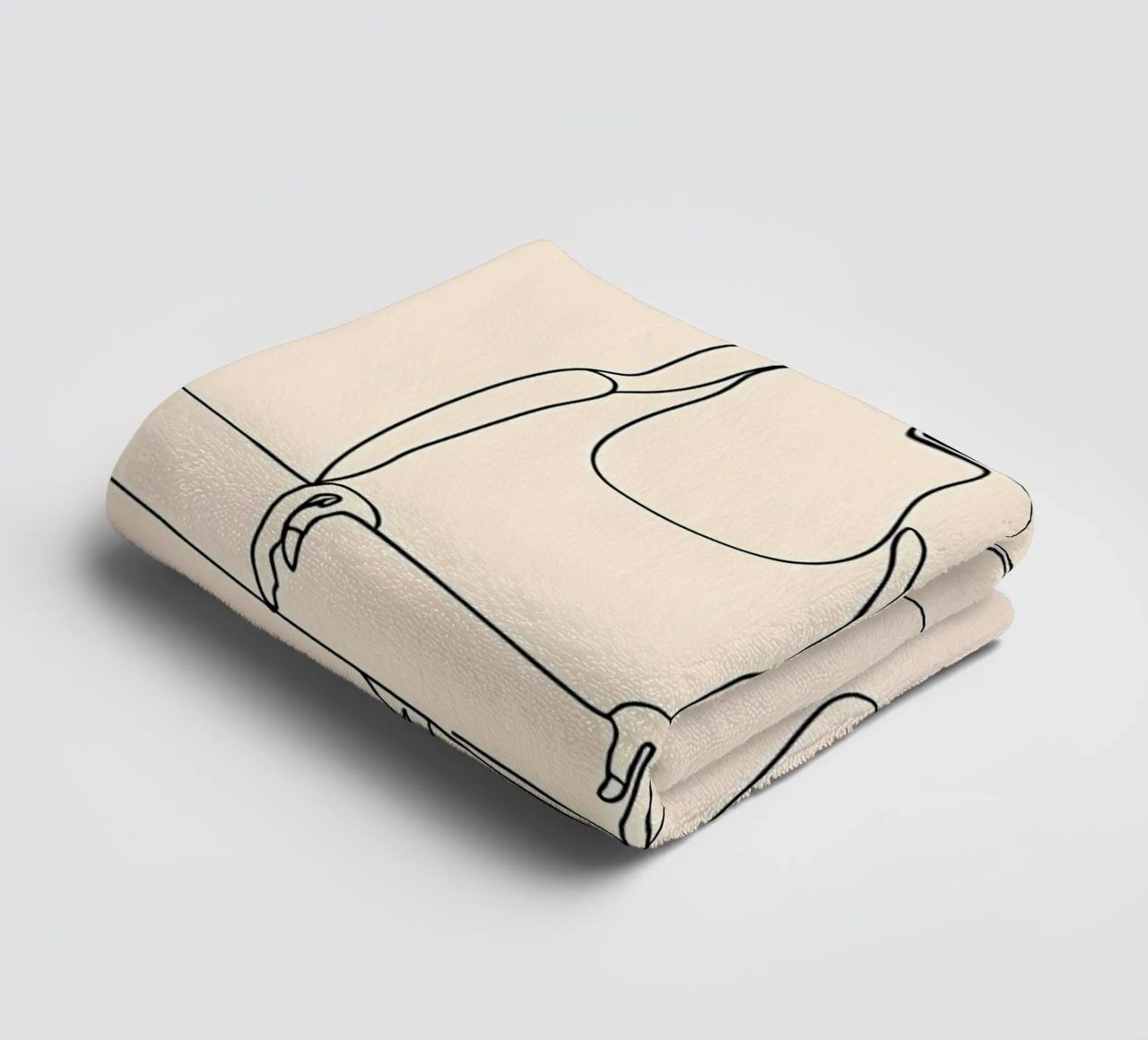 Toucan on the Branch Minimalist Line Art Drawing towel by Viv Line Art