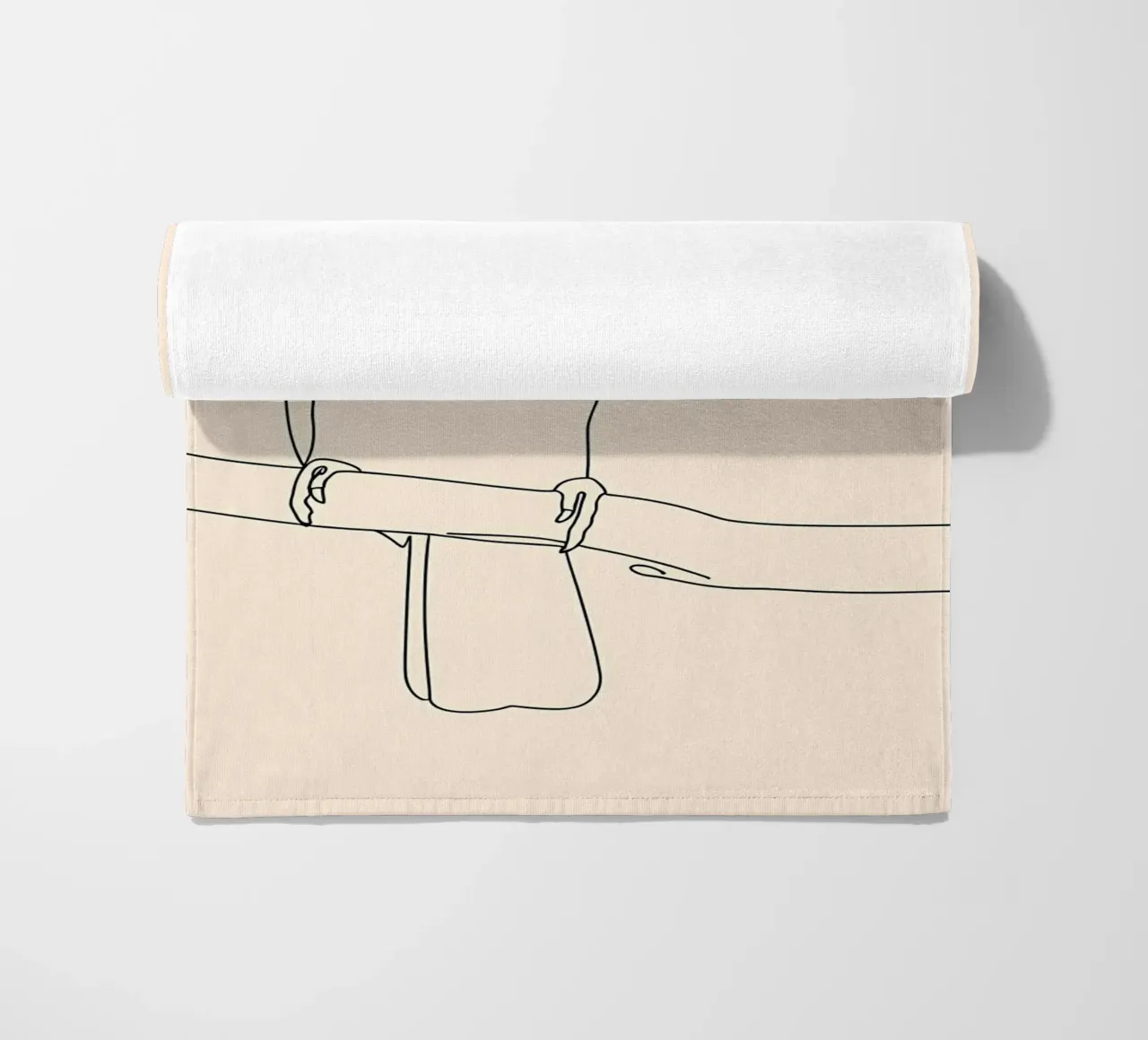 Toucan on the Branch Minimalist Line Art Drawing beach towel by Viv Line Art