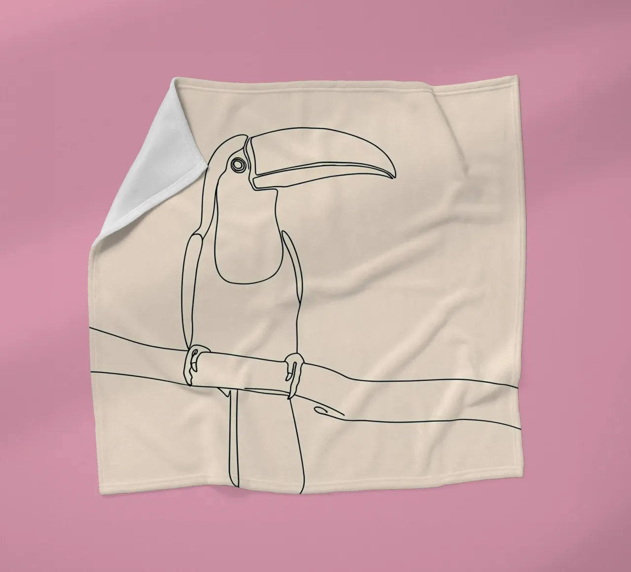 Toucan on the Branch Minimalist Line Art Drawing fleece blanket by Viv Line Art