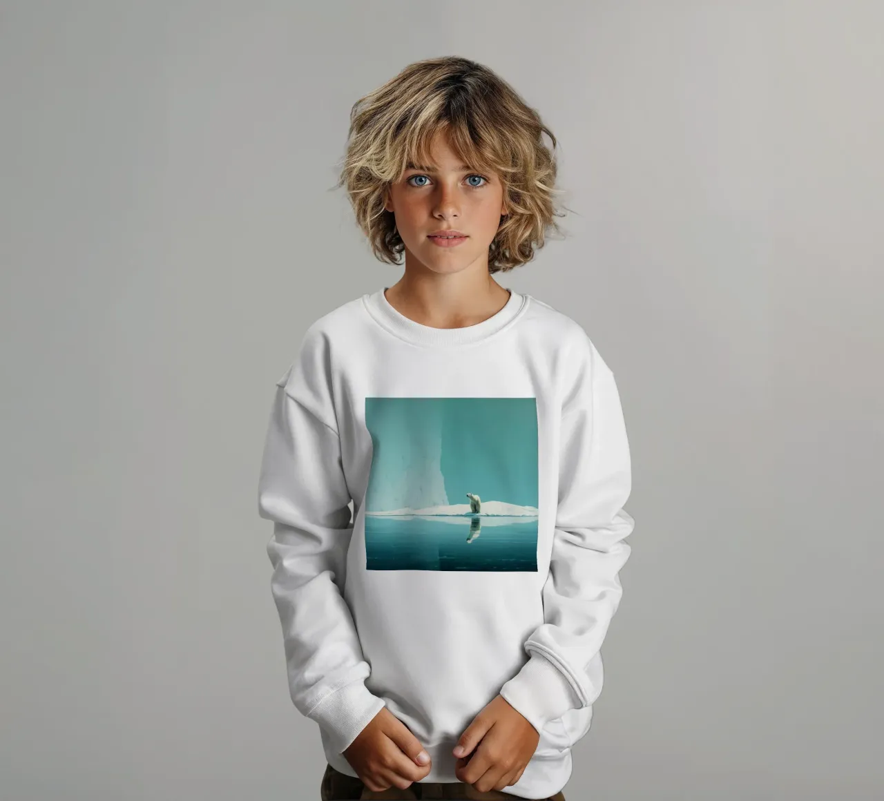 Orso polare minimale 4 felpa bambino da Minimal Animal Art