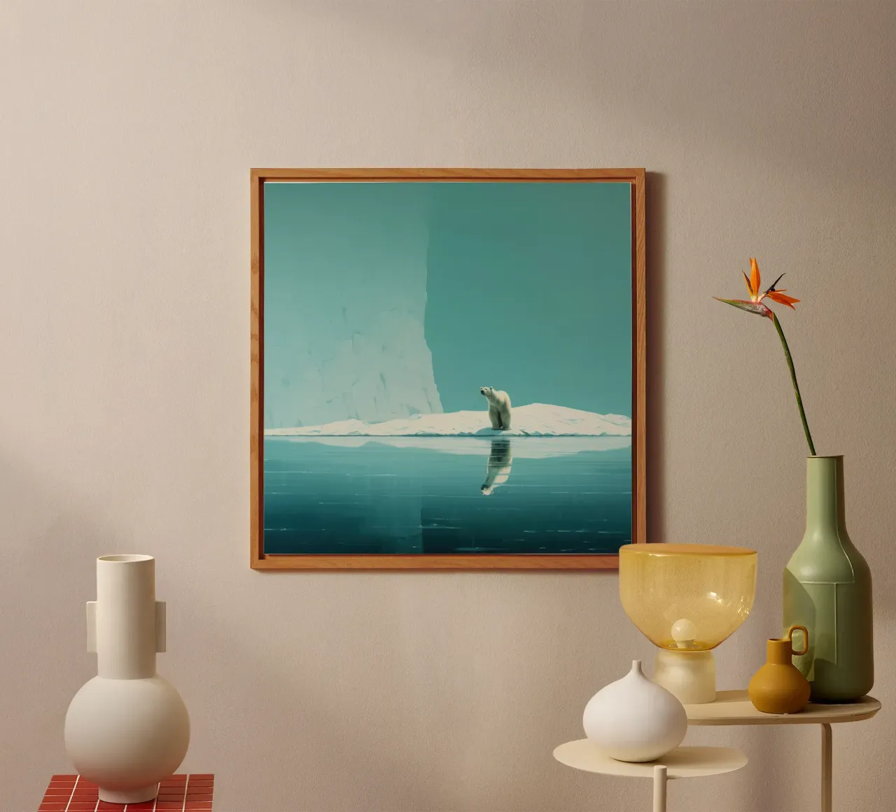 Orso polare minimale 4 alluminio dibond da Minimal Animal Art