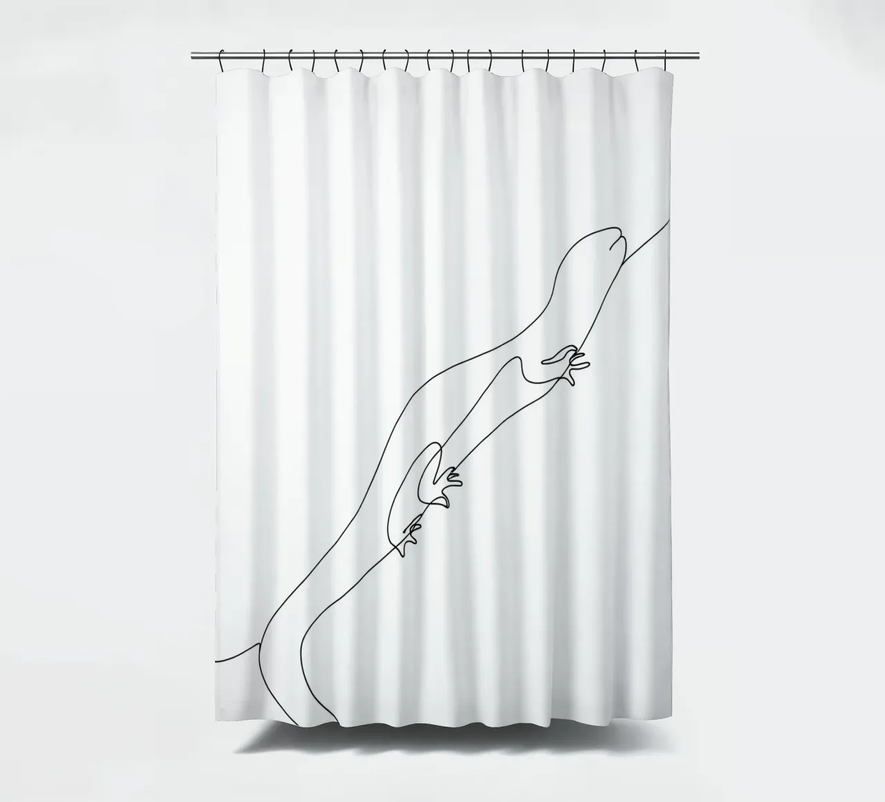 Gecko Minimalist Line Art Drawing shower curtain by Viv Line Art