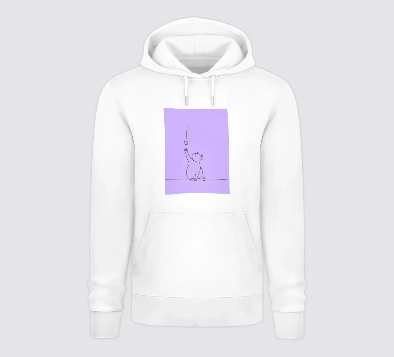 Chat atteignant l'étoile Dessin au trait minimaliste sweat à capuche de Viv Line Art