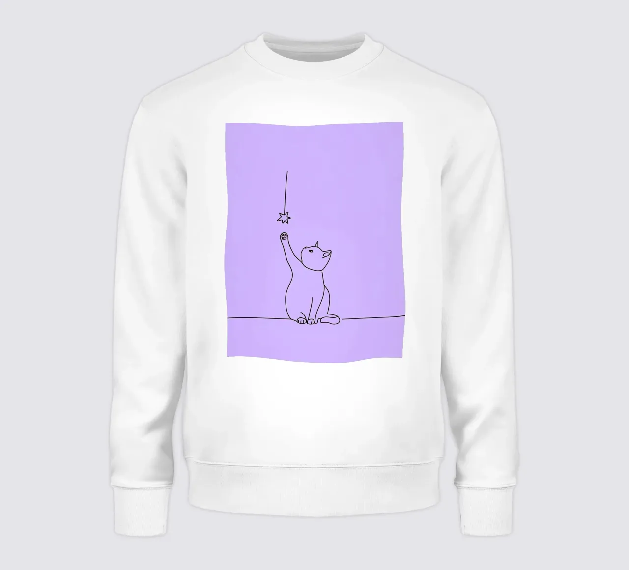 Chat atteignant l'étoile Dessin au trait minimaliste sweat de Viv Line Art