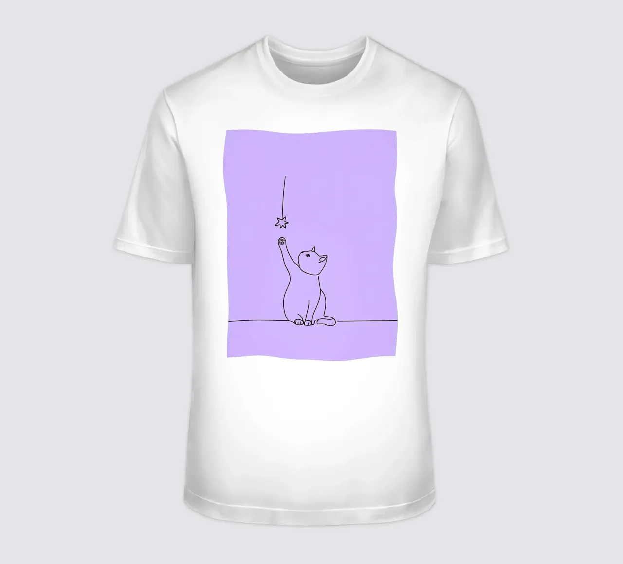 Chat atteignant l'étoile Dessin au trait minimaliste t-shirt de Viv Line Art