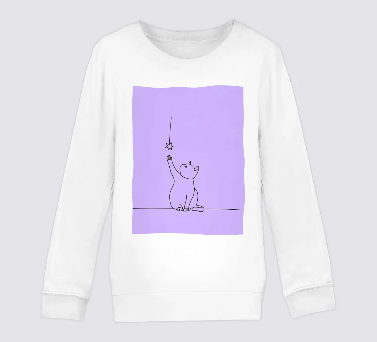 Chat atteignant l'étoile Dessin au trait minimaliste sweat enfant de Viv Line Art