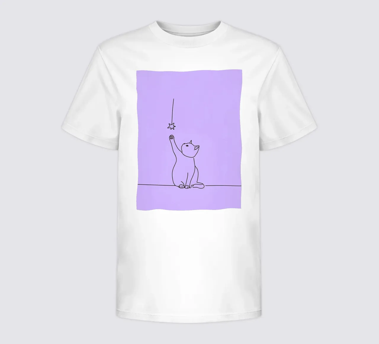 Cat Reaching Star Minimalist Line Art Drawing kids t-shirt by Viv Line Art