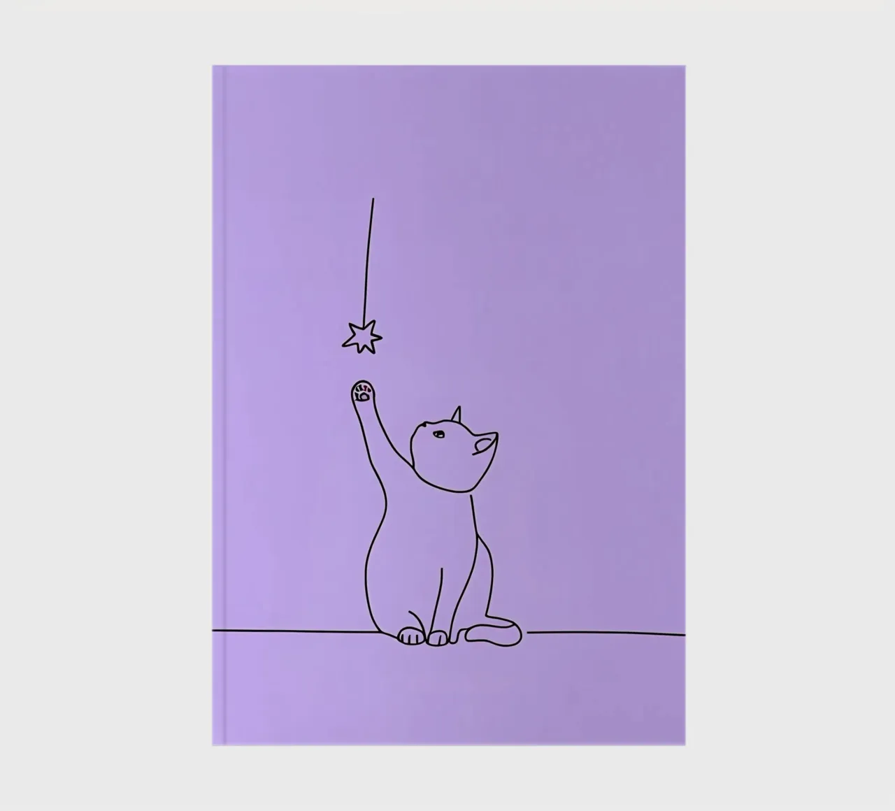 Chat atteignant l'étoile Dessin au trait minimaliste carnet de notes de Viv Line Art