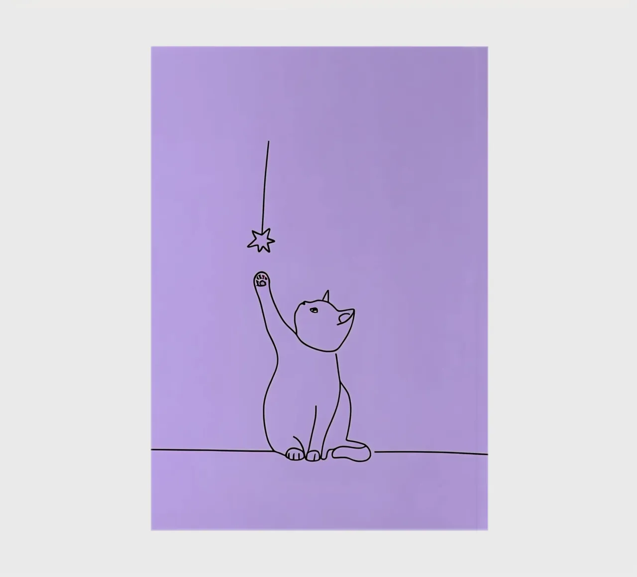 Chat atteignant l'étoile Dessin au trait minimaliste carnet de notes de Viv Line Art