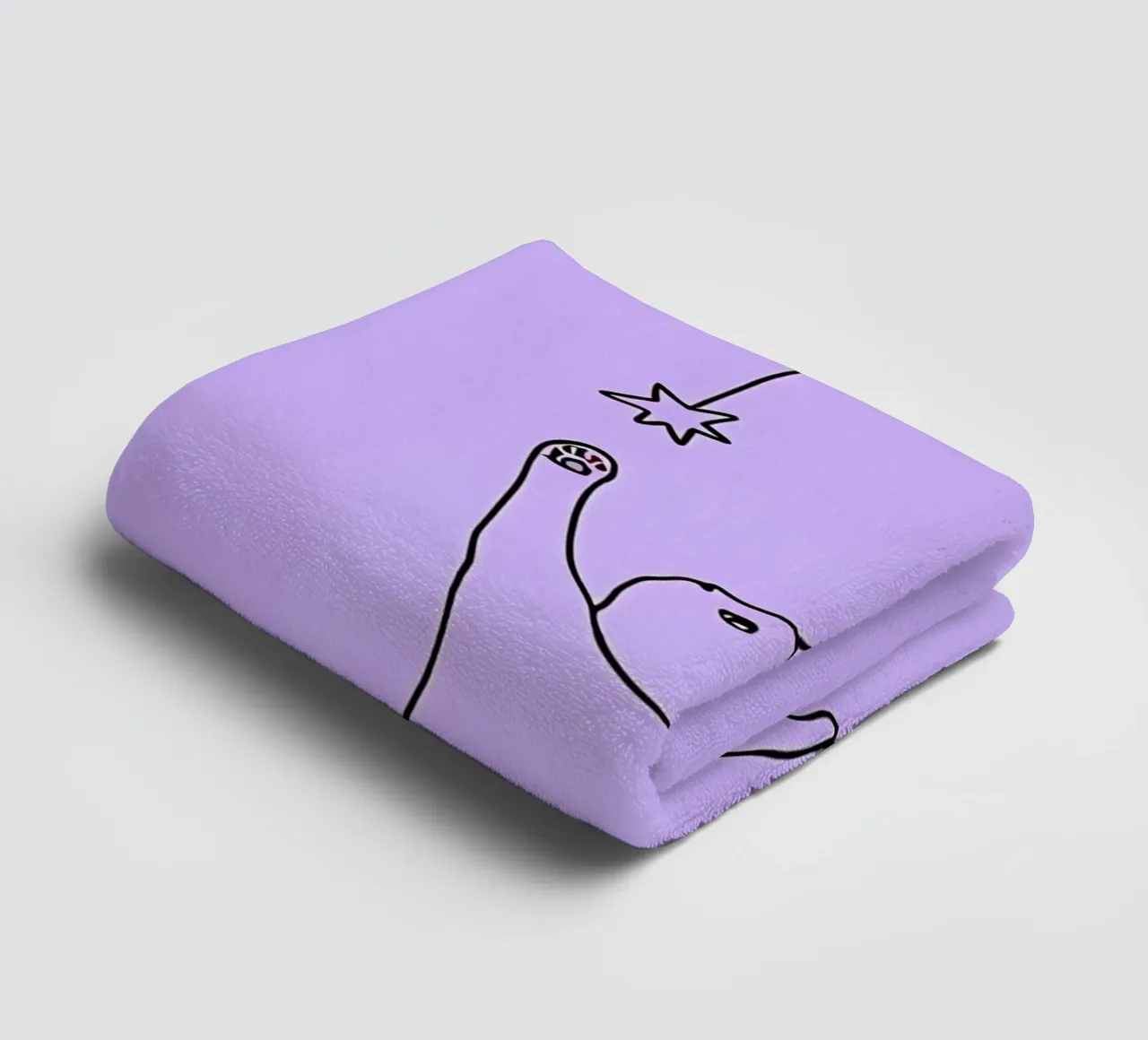 Chat atteignant l'étoile Dessin au trait minimaliste serviette de bain de Viv Line Art