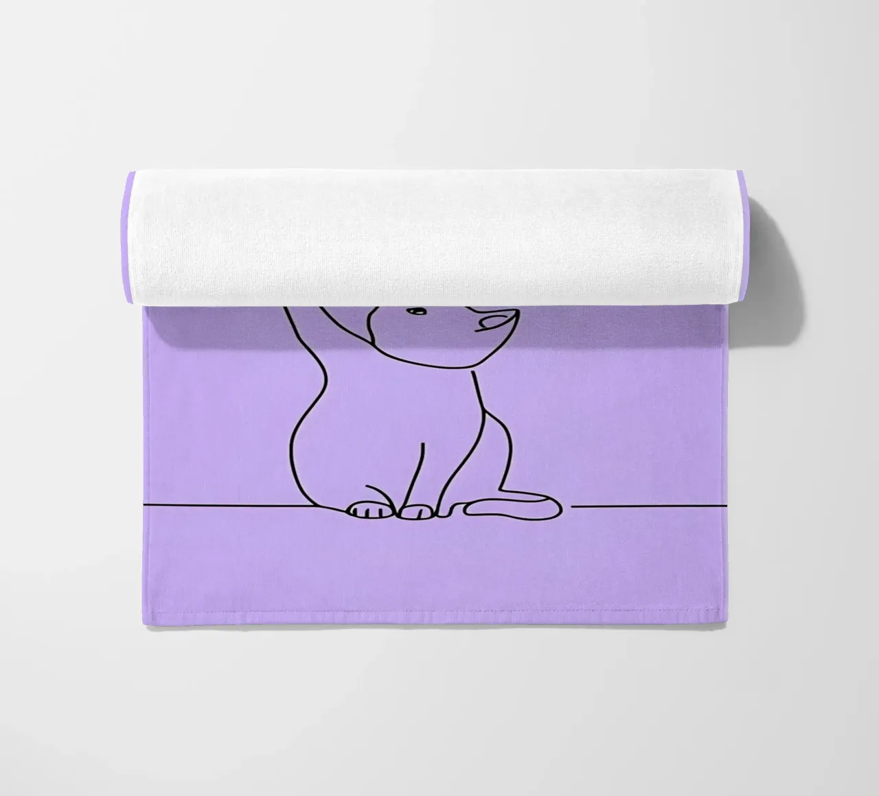 Chat atteignant l'étoile Dessin au trait minimaliste serviette de plage de Viv Line Art