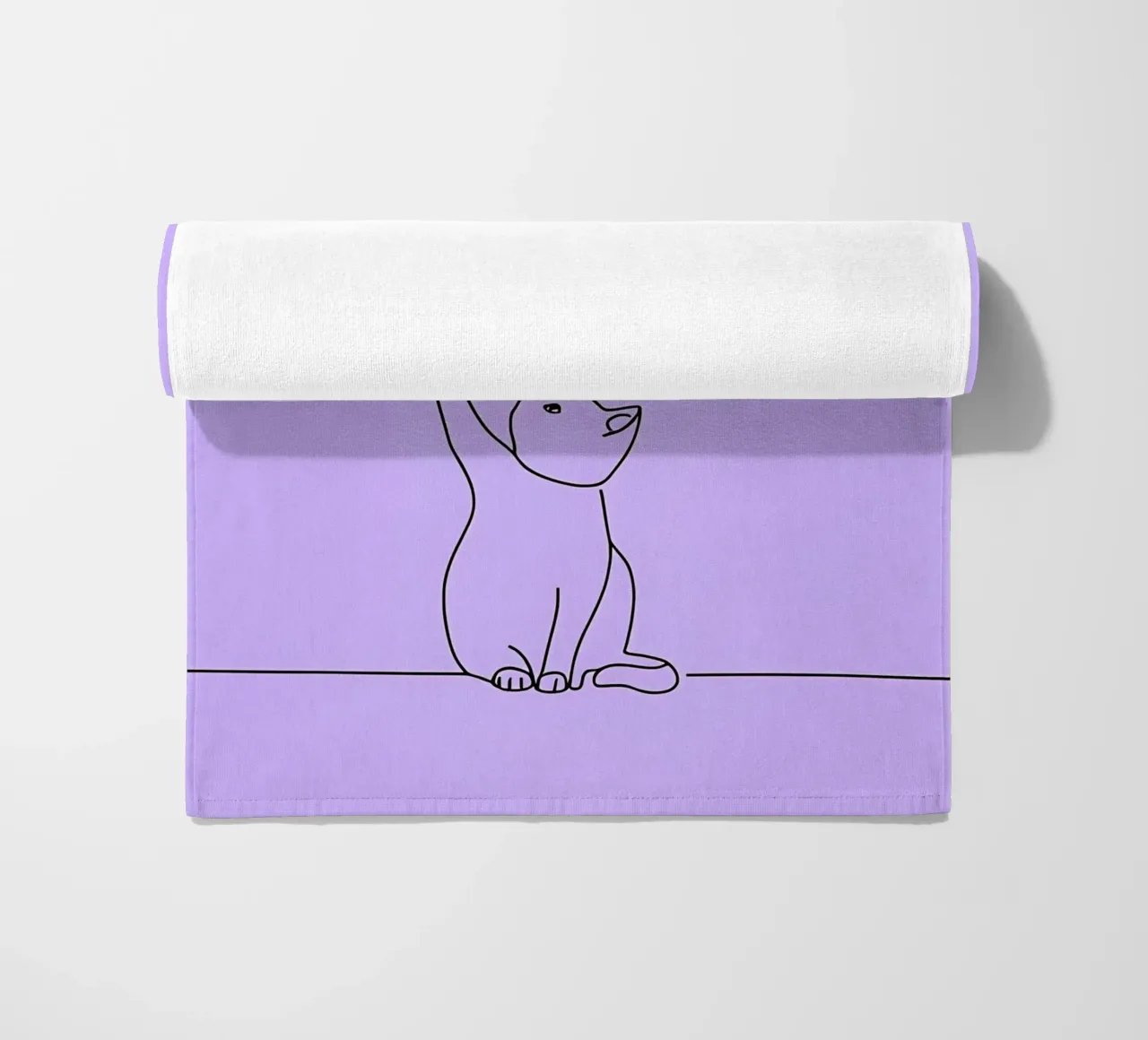 Chat atteignant l'étoile Dessin au trait minimaliste serviette de plage de Viv Line Art