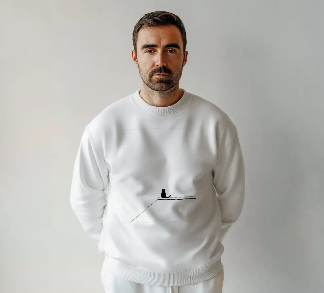 Cat Sitting on the Edge Minimalist Line Art Drawing sweatshirt by Viv Line Art