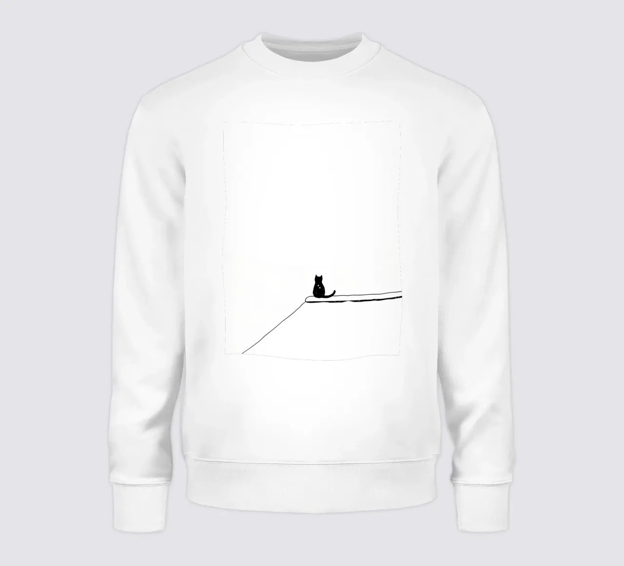 Cat Sitting on the Edge Minimalist Line Art Drawing sweatshirt by Viv Line Art