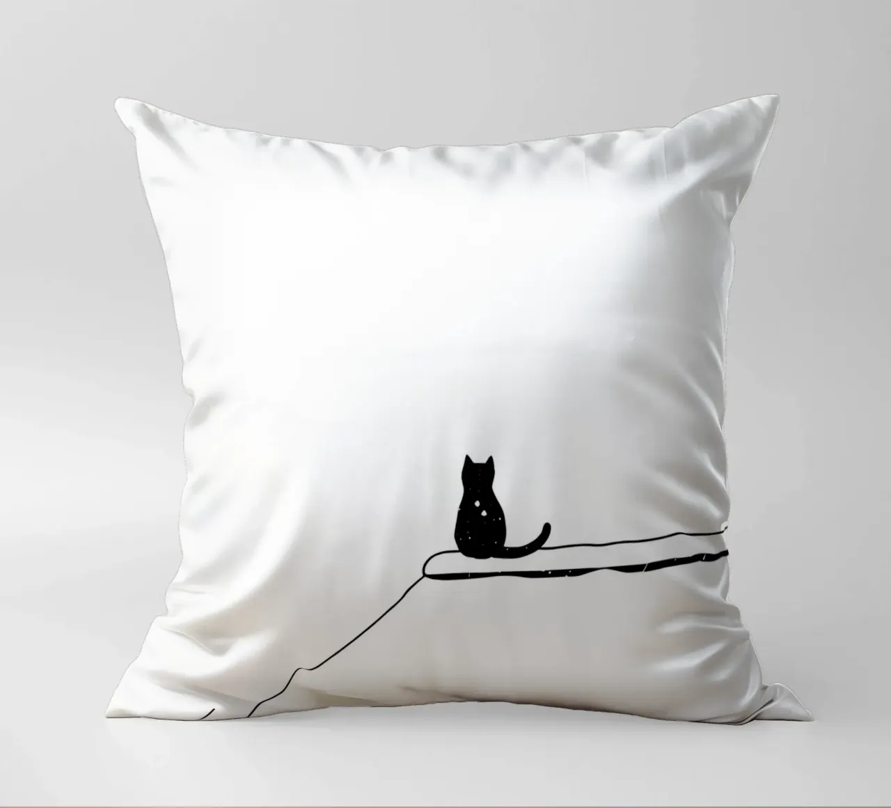 Cat Sitting on the Edge Minimalist Line Art Drawing decorative cushion by Viv Line Art
