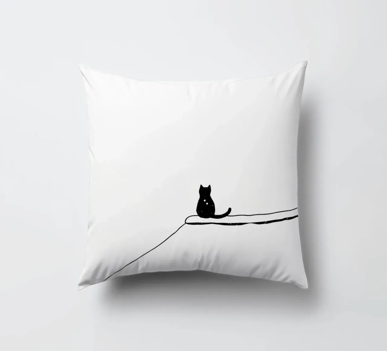 Cat Sitting on the Edge Minimalist Line Art Drawing decorative cushion by Viv Line Art