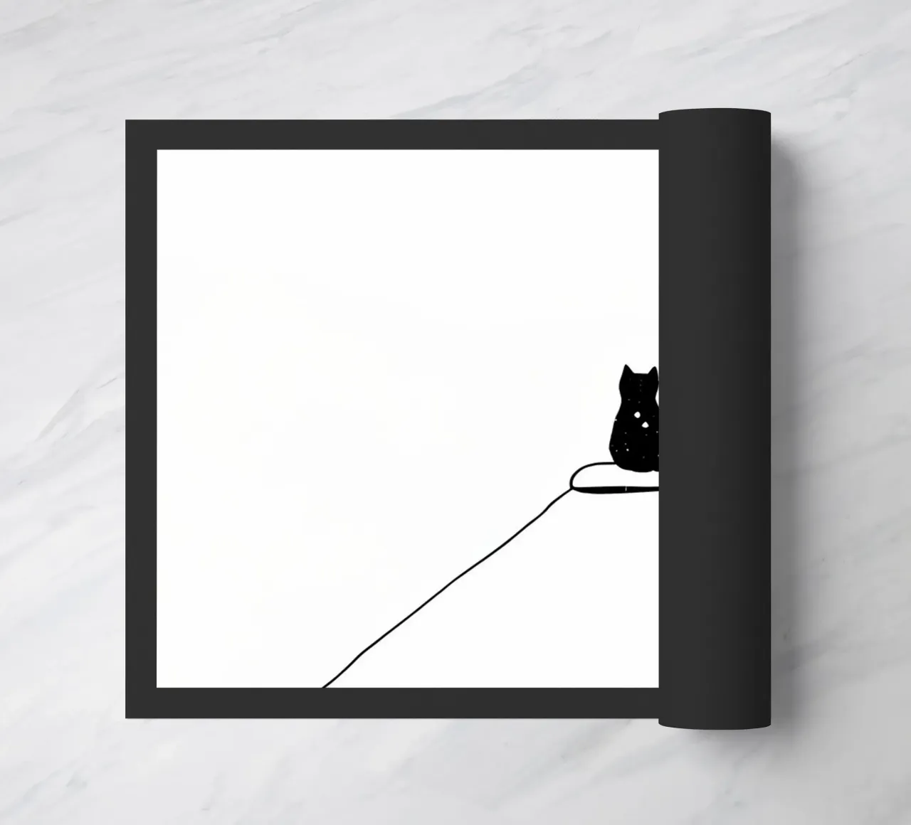 Cat Sitting on the Edge Minimalist Line Art Drawing doormat by Viv Line Art