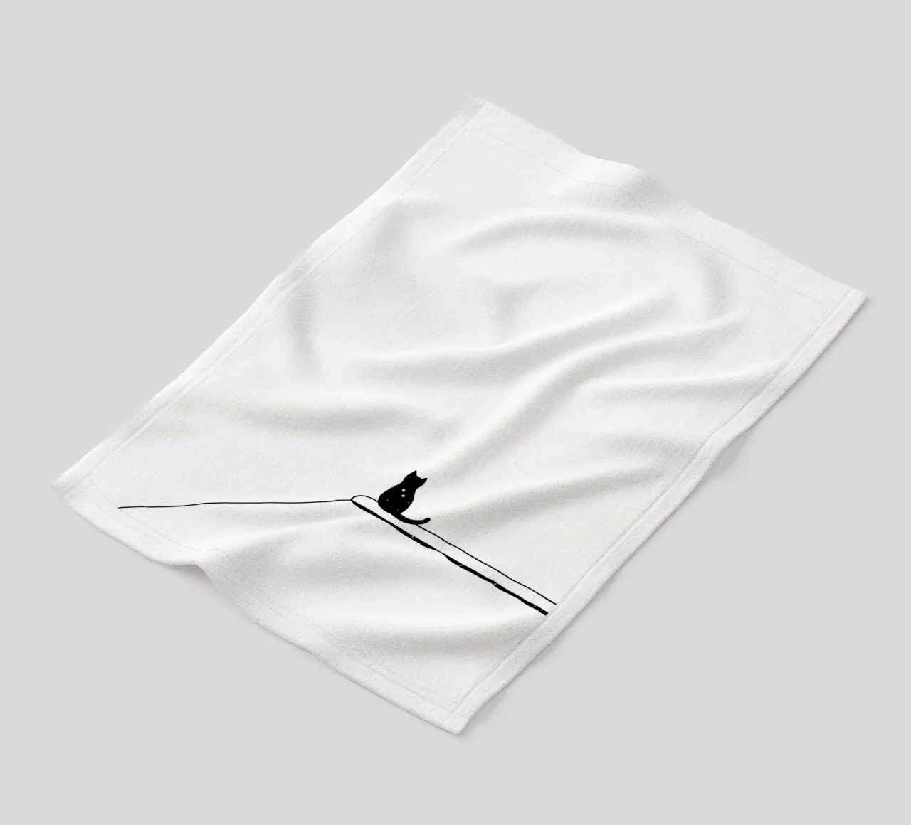 Cat Sitting on the Edge Minimalist Line Art Drawing fleece blanket by Viv Line Art
