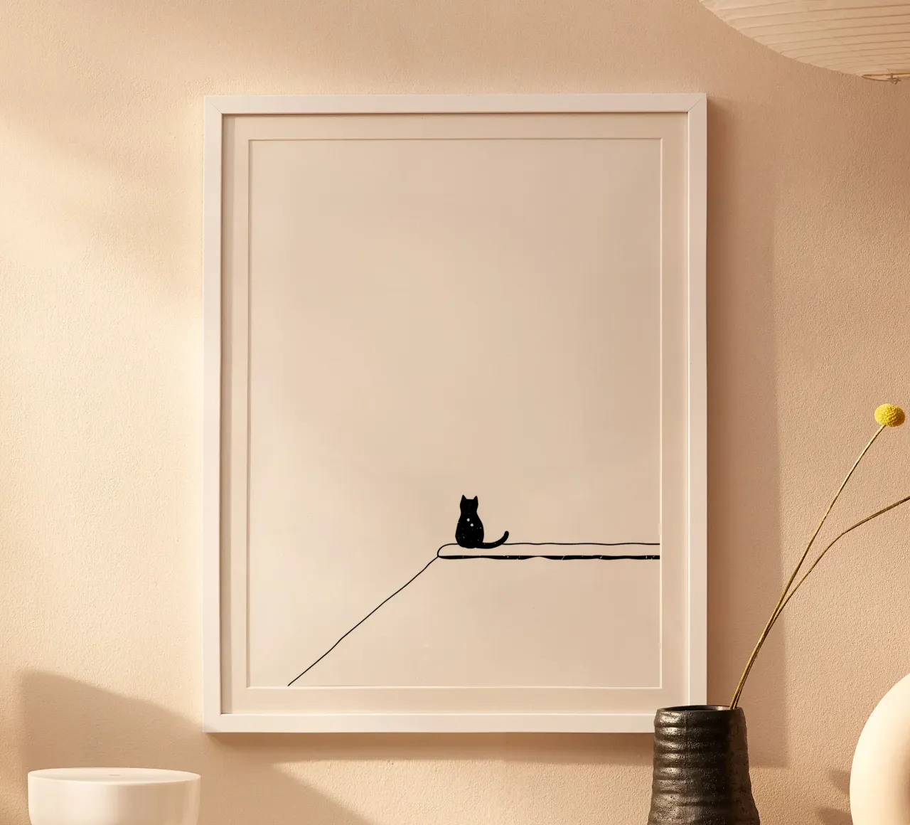 Cat Sitting on the Edge Minimalist Line Art Drawing hahnemühle by Viv Line Art