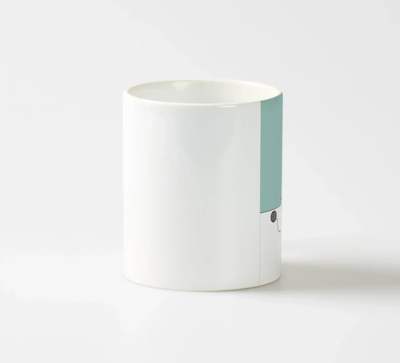Chat dans une boîte avec des pelotes de laine Dessin minimaliste au trait mug en céramique de Viv Line Art