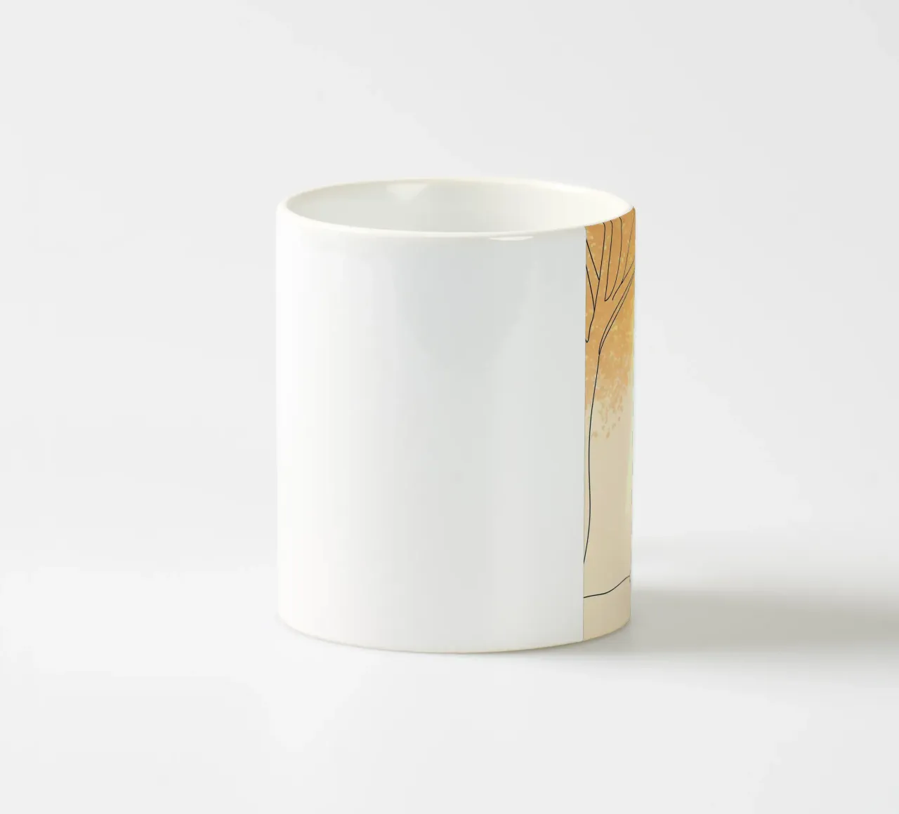 Cat Under Tree with Butterflies Minimalist Line Art Drawing ceramic mug by Viv Line Art