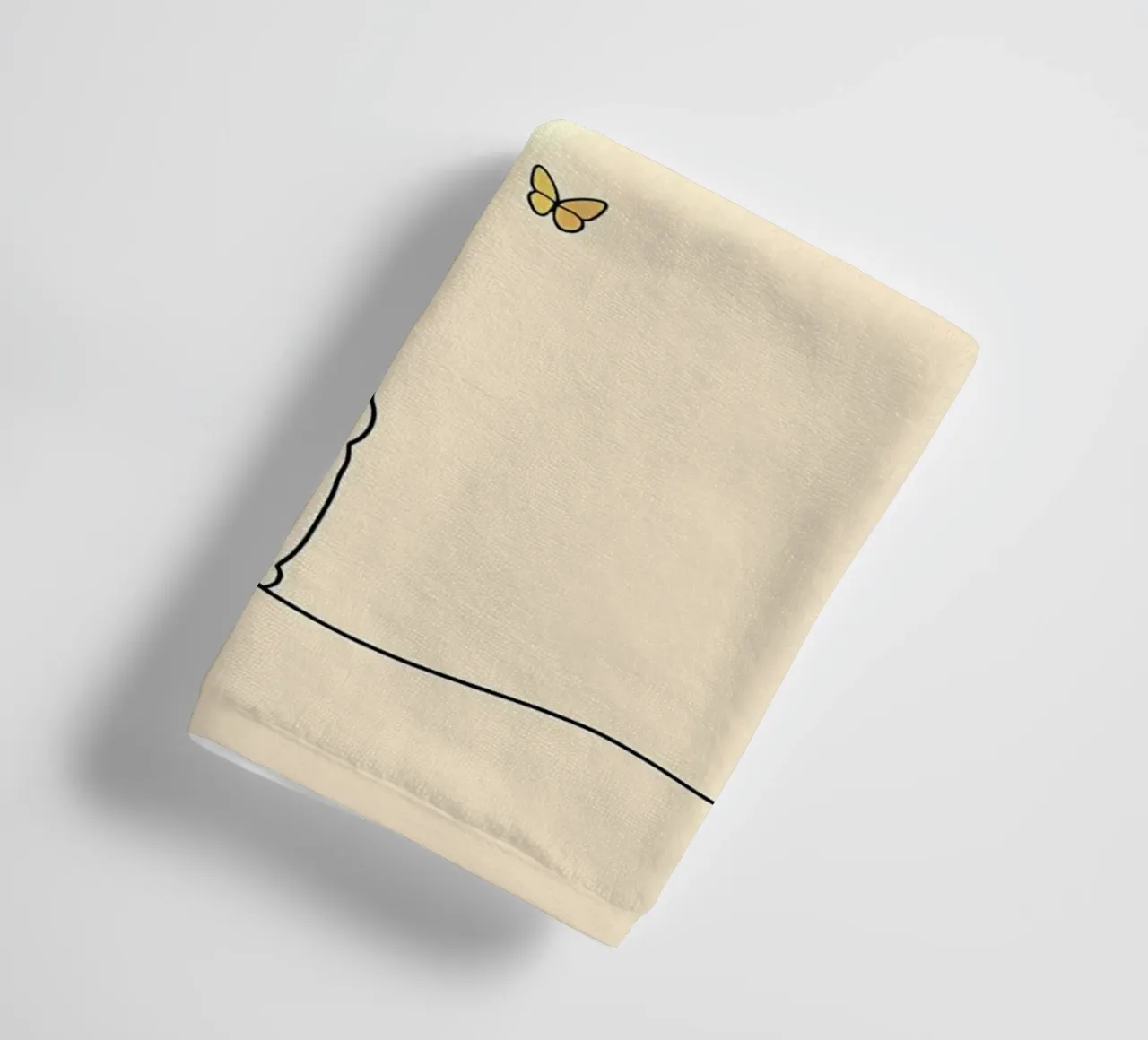 Cat Under Tree with Butterflies Minimalist Line Art Drawing towel by Viv Line Art