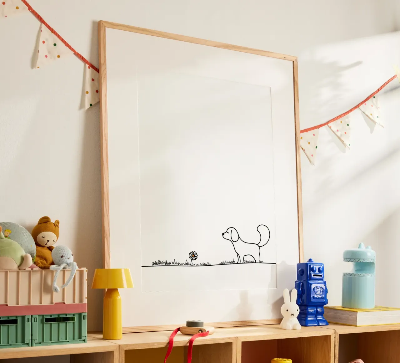 Cane e un fiore Disegno lineare minimalista poster da Viv Line Art