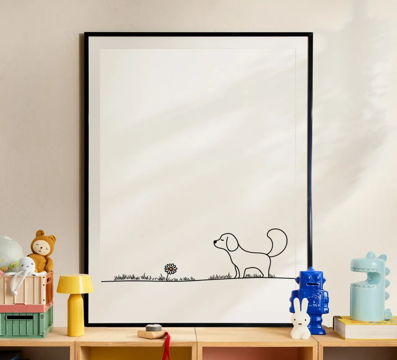 Cane e un fiore Disegno lineare minimalista poster da Viv Line Art
