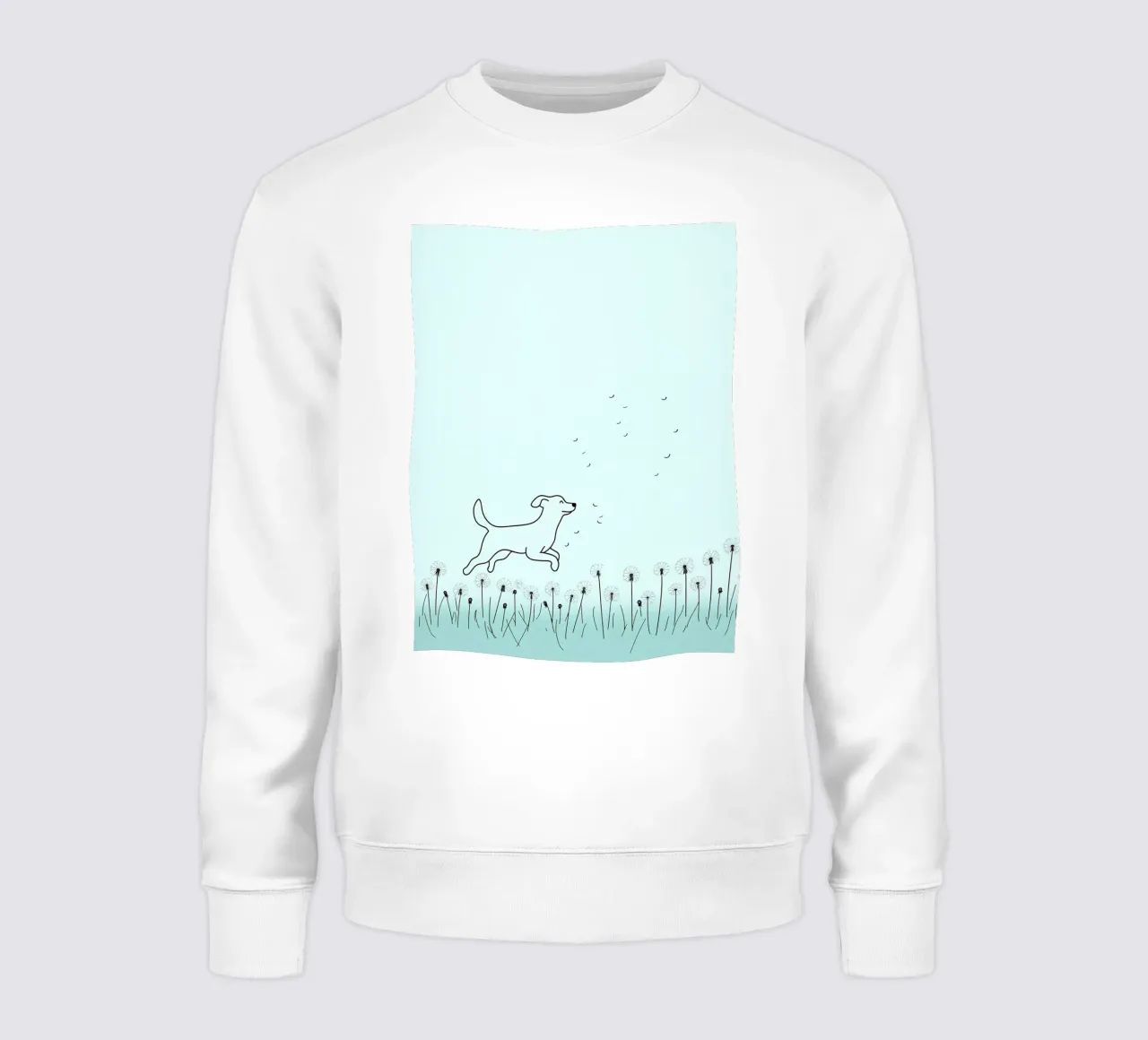 Chien dans un champ de fleurs Dessin au trait minimaliste sweat de Viv Line Art