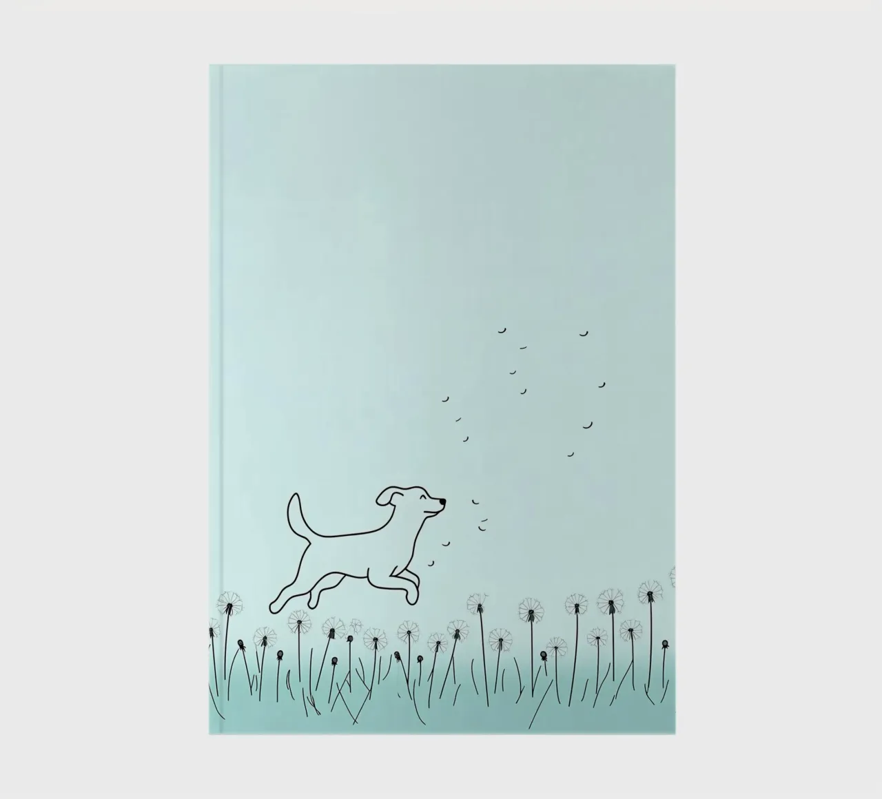 Chien dans un champ de fleurs Dessin au trait minimaliste carnet de notes de Viv Line Art