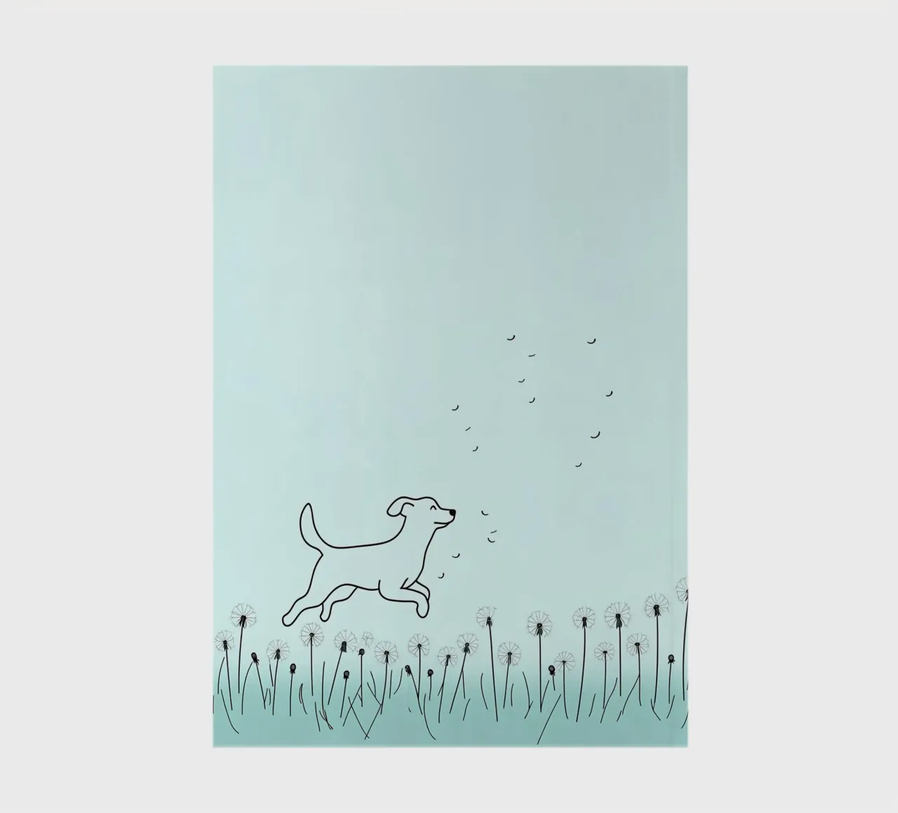 Chien dans un champ de fleurs Dessin au trait minimaliste carnet de notes de Viv Line Art