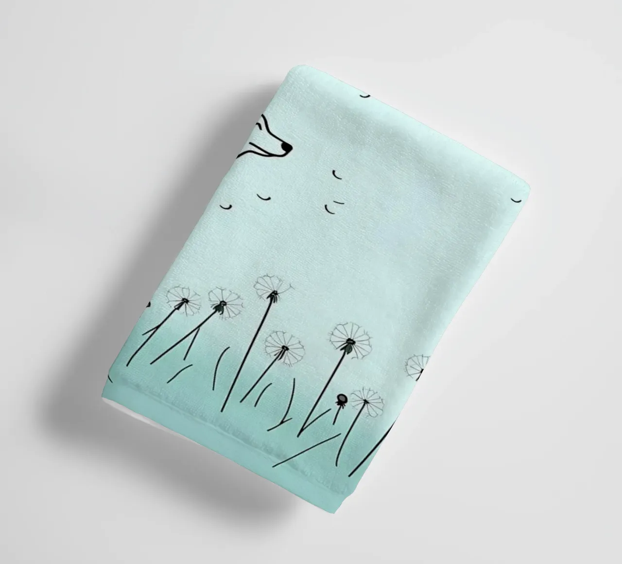 Chien dans un champ de fleurs Dessin au trait minimaliste serviette de bain de Viv Line Art