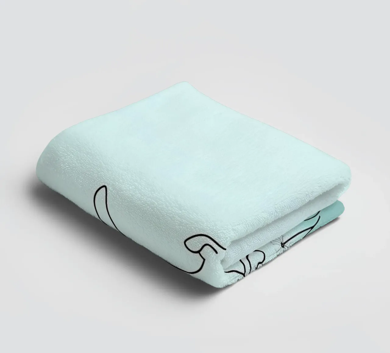 Chien dans un champ de fleurs Dessin au trait minimaliste serviette de bain de Viv Line Art