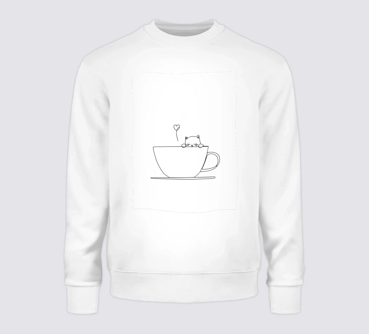 Gatto in tazza da tè Disegno lineare minimalista felpa da Viv Line Art