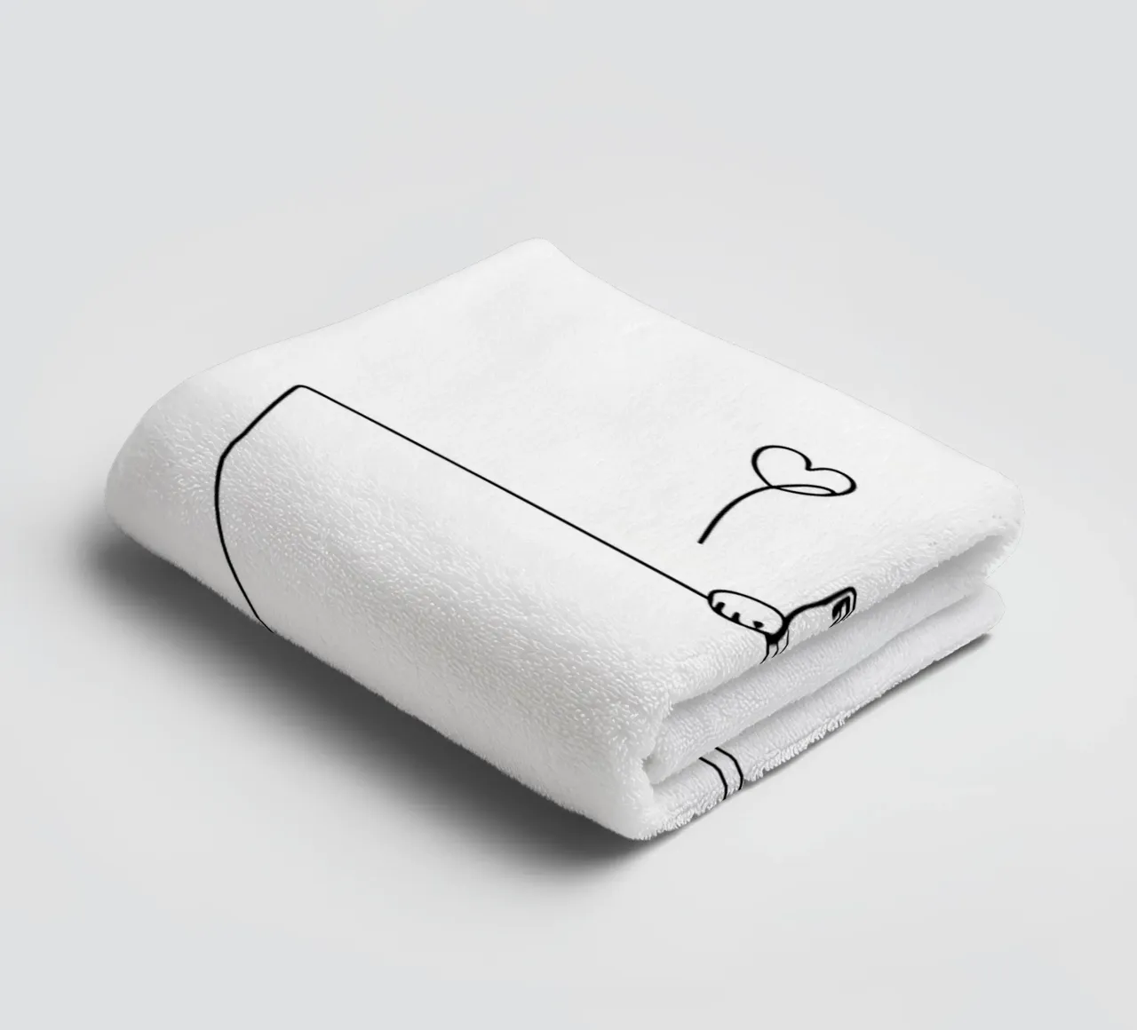 Chat dans une tasse de thé Dessin minimaliste au trait serviette de bain de Viv Line Art