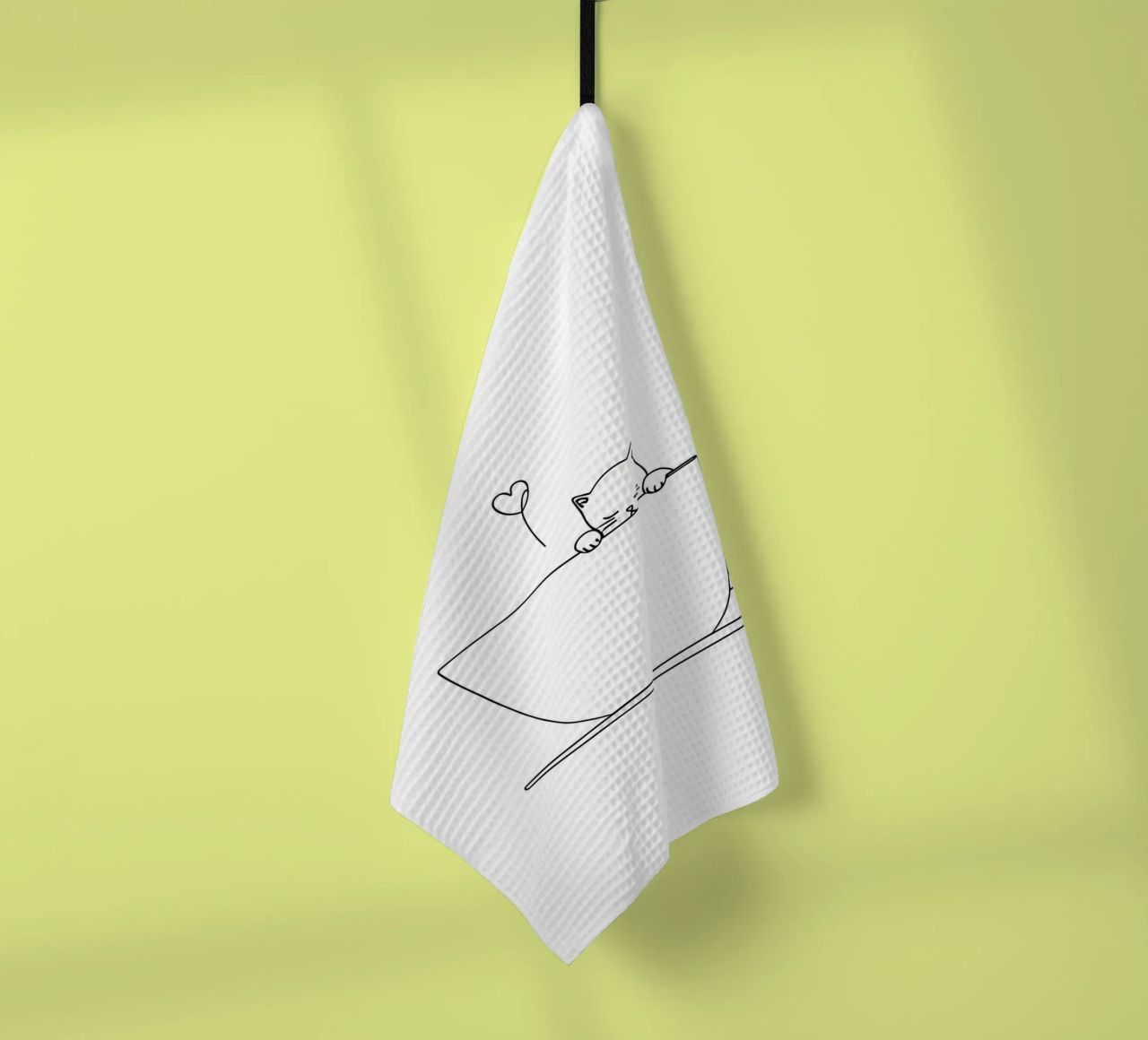 Chat dans une tasse de thé Dessin minimaliste au trait torchon de Viv Line Art