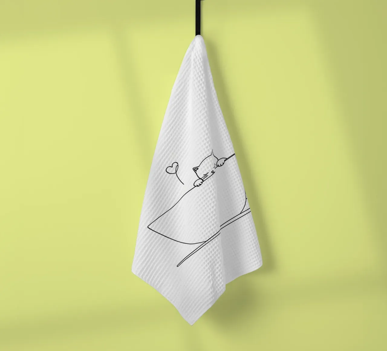 Chat dans une tasse de thé Dessin minimaliste au trait torchon de Viv Line Art