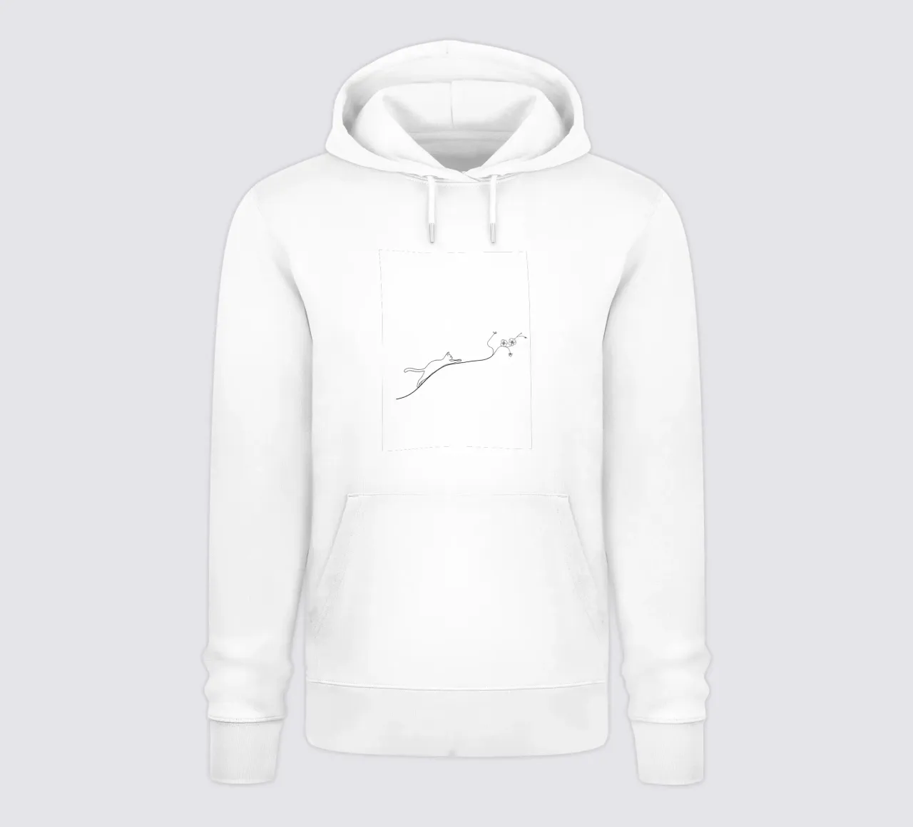 Gatto su un ramo di fiori Line Art minimalista felpa con cappuccio da Viv Line Art