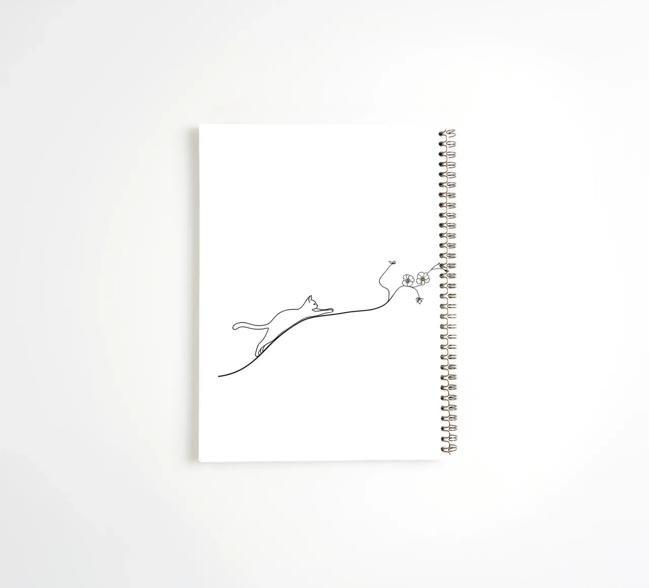 Cat on a Flower Branch Minimalist Line Art spiral notebook by Viv Line Art