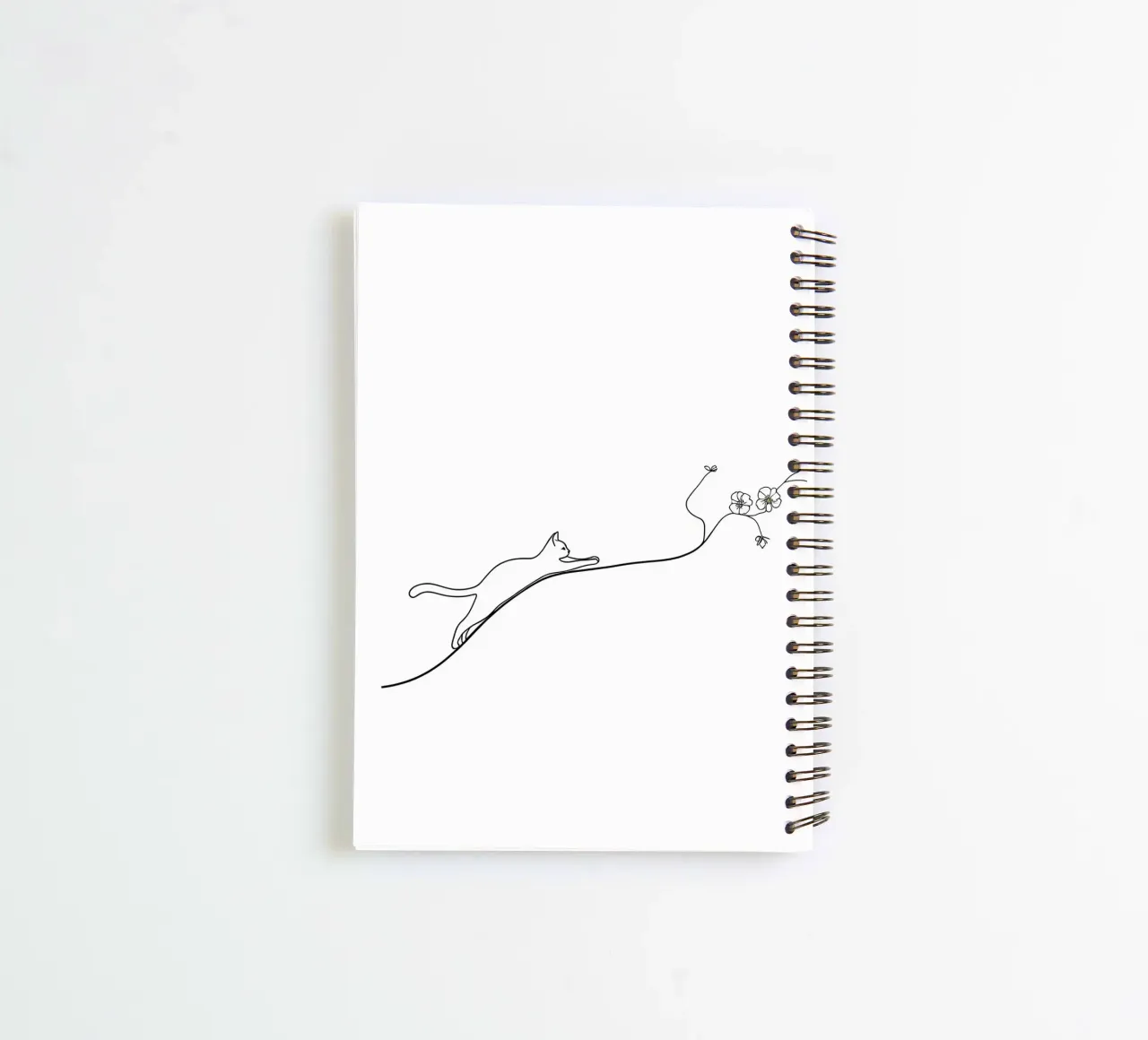 Cat on a Flower Branch Minimalist Line Art spiral notebook by Viv Line Art