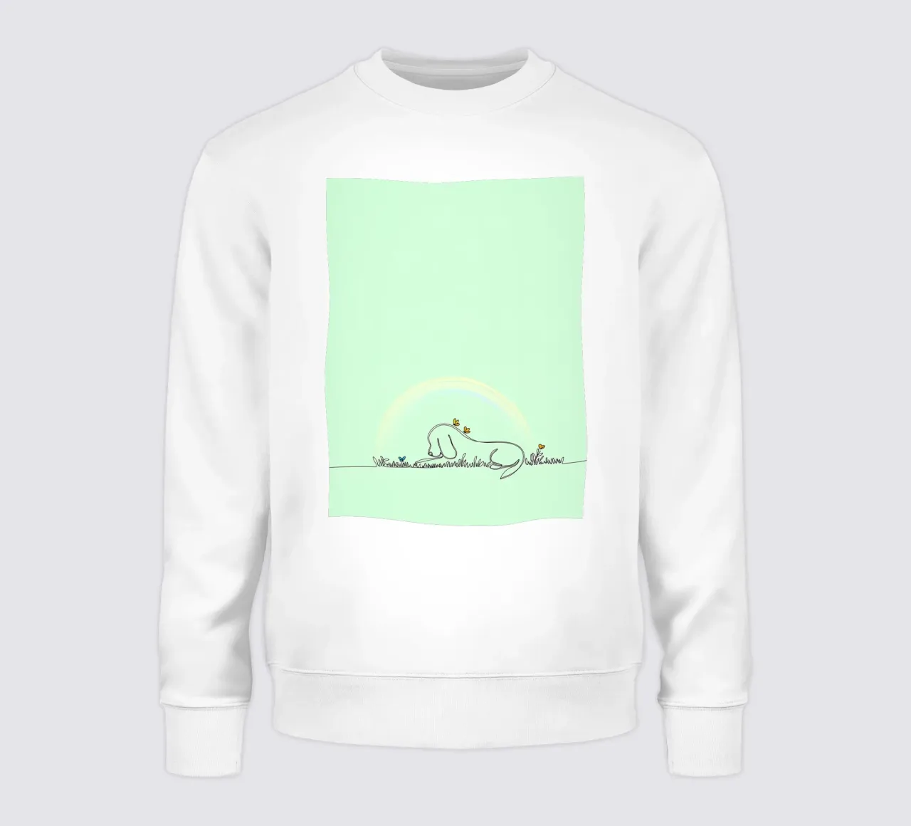 Chien se reposant dans un champ de fleurs Dessin au trait minimaliste sweat de Viv Line Art