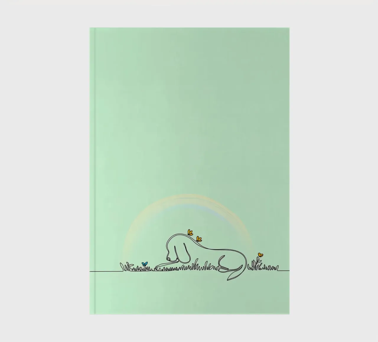 Chien se reposant dans un champ de fleurs Dessin au trait minimaliste carnet de notes de Viv Line Art