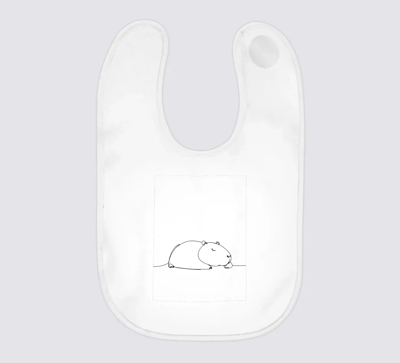 Capybara Sleeping Minimalist Line Art Drawing baby bib by Viv Line Art