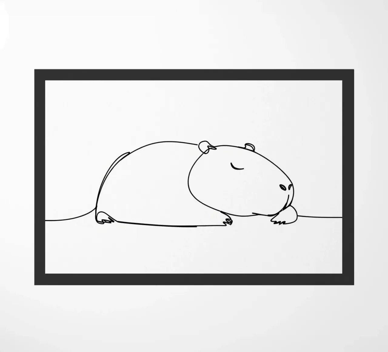 Capybara Schlafen Minimalist Line Art Zeichnung Fußmatte von Viv Line Art