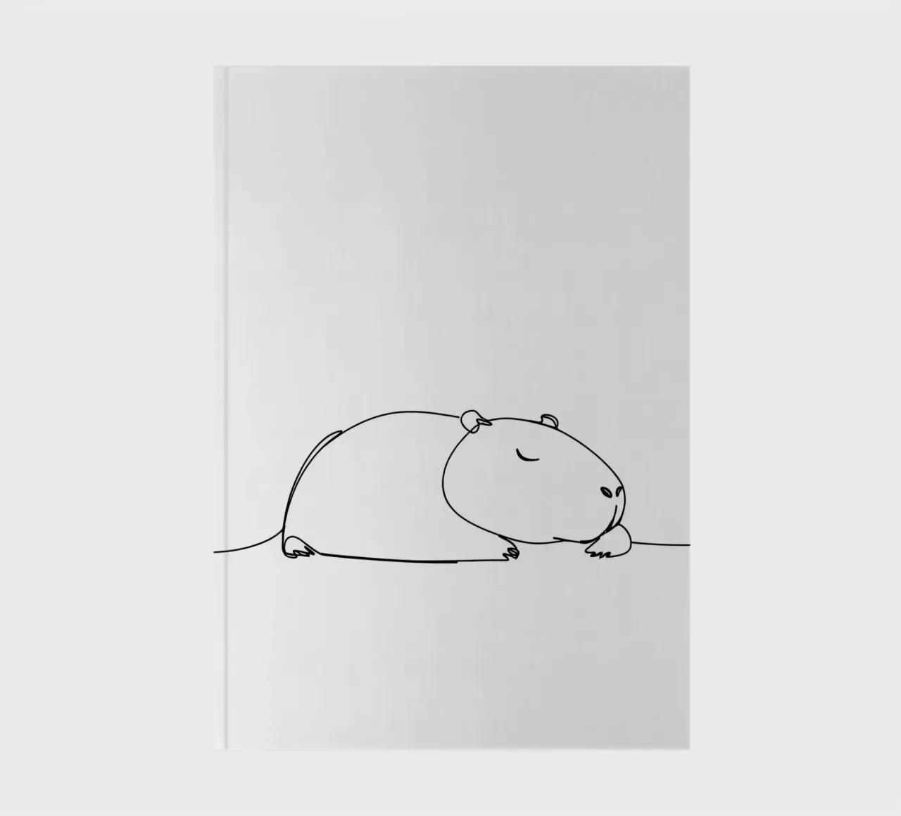 Capybara Sleeping Minimalist Line Art Drawing notebook by Viv Line Art