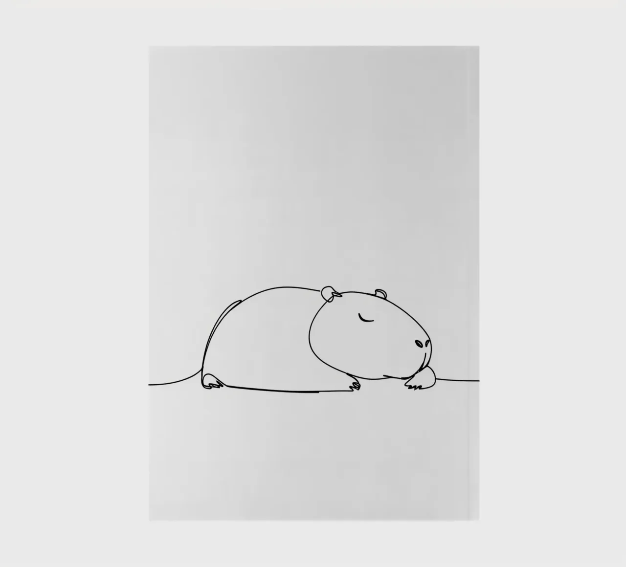 Capybara Sleeping Minimalist Line Art Drawing notebook by Viv Line Art