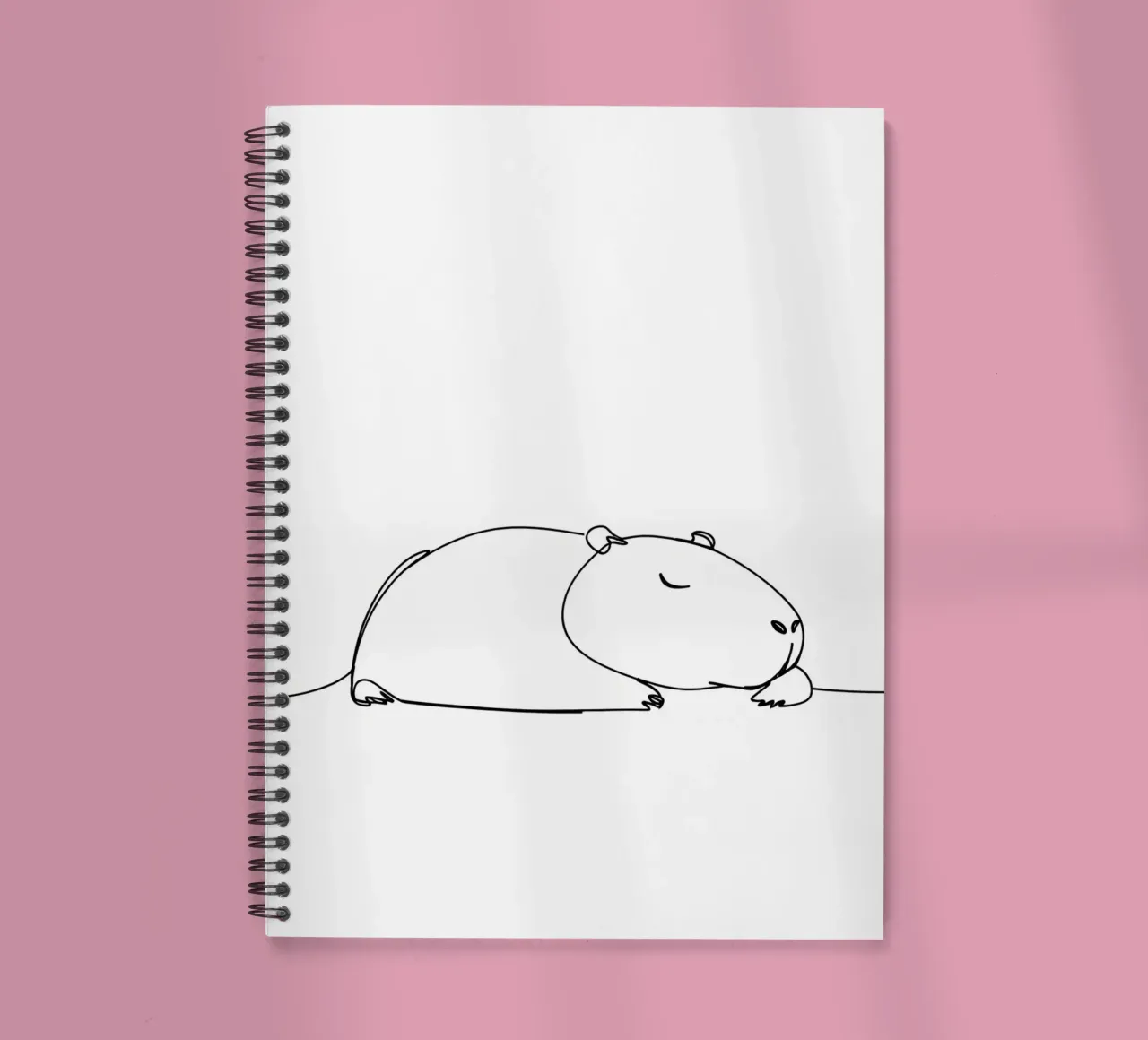 Capybara Sleeping Minimalist Line Art Drawing spiral notebook by Viv Line Art